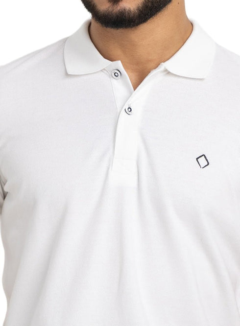White Basic Polo - Khotwh