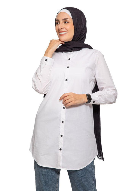 White - B.Black L - Half Collar Shirt - Khotwh