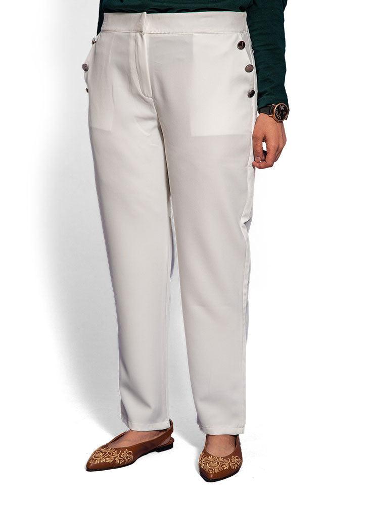 White Knitted Button Loop Jacket & Pants main image 0