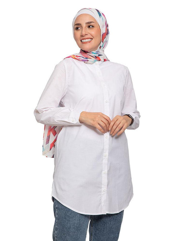 White - B.White L - Half Collar Shirt - Khotwh