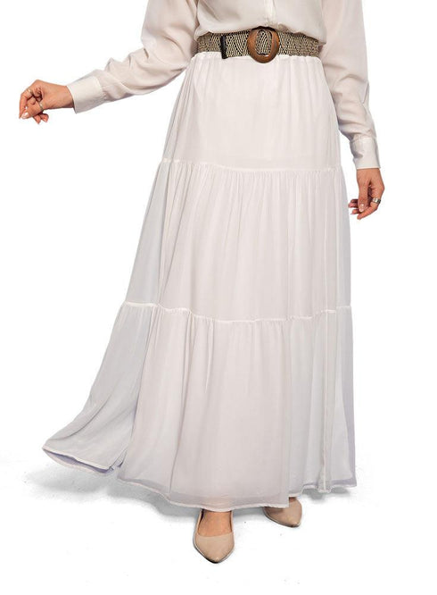 White Chiffon Skirt - Khotwh