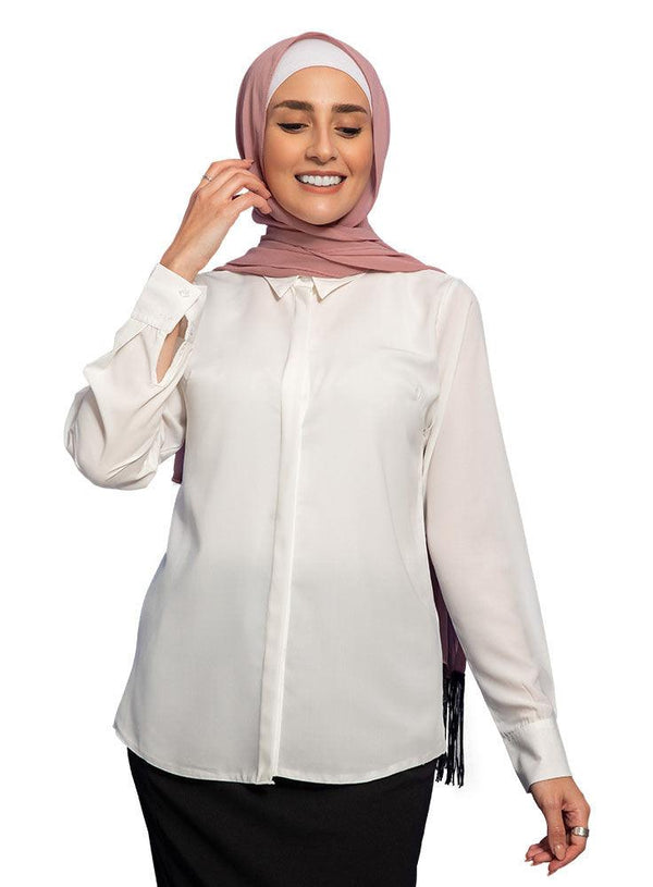 White Classic Collar Blouse - Khotwh