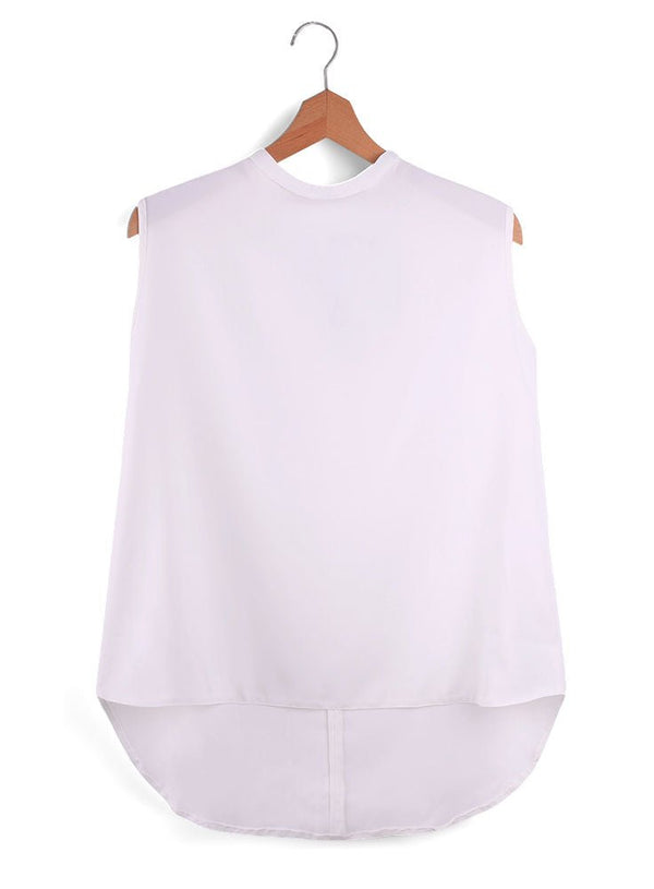 White Cur - Sleeveless Basic Shirt - Khotwh