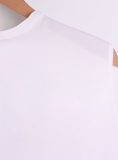 White Cur - Sleeveless Basic Shirt - Khotwh
