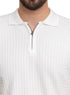 White Design 01011Knit Polo Neck Zipper - T-Shirt - Khotwh