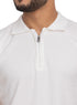 White Design 01055Knit Polo Neck Zipper - T-Shirt - Khotwh