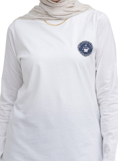 White-Design 1 Printed Long-Sleeve - Khotwh