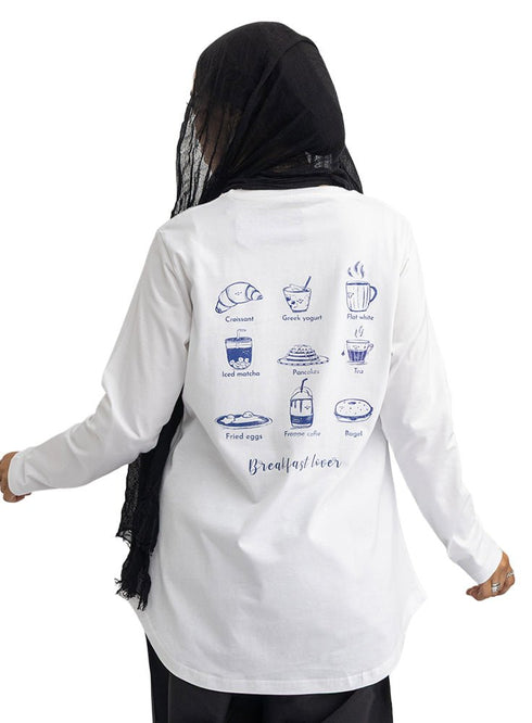 White-Design 1 Printed Long-Sleeve - Khotwh