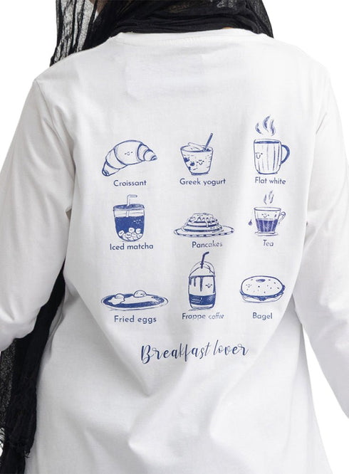 White-Design 1 Printed Long-Sleeve - Khotwh