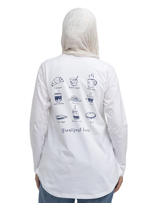 White-Design 1 Printed Long-Sleeve - Khotwh