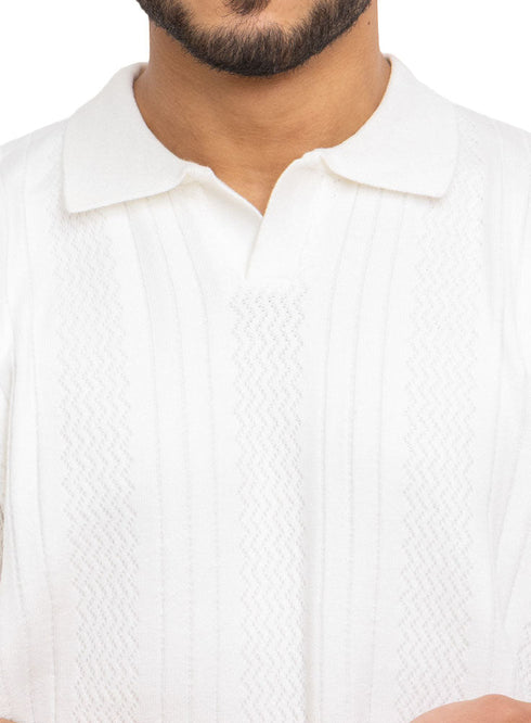 White Design 1153Knit Polo Neck - T-Shirt - Khotwh