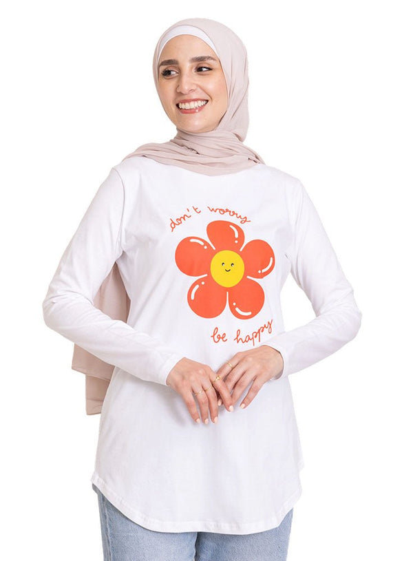 White - Design 38 Printed Long - Sleeve - Khotwh