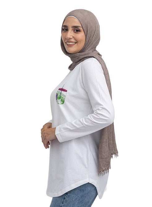 White-Design 4 Printed Long-Sleeve - Khotwh