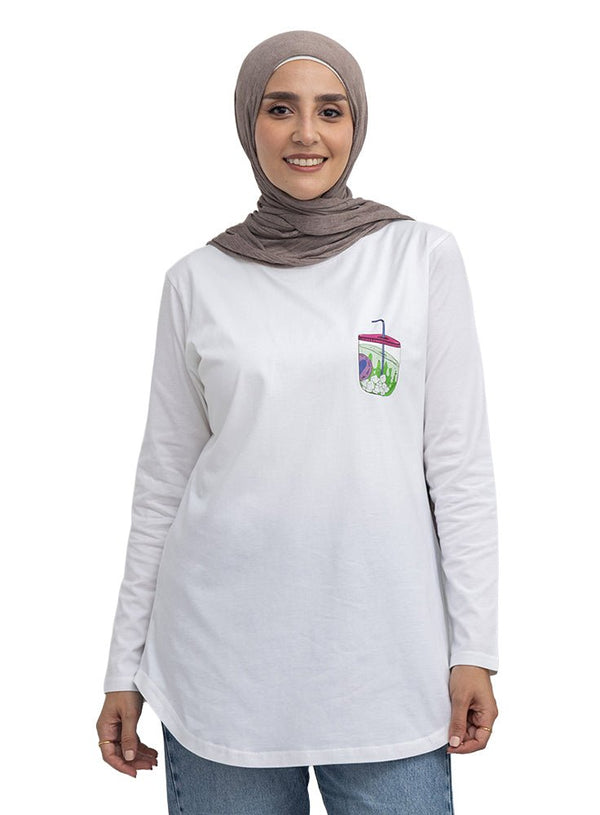 White-Design 4 Printed Long-Sleeve - Khotwh