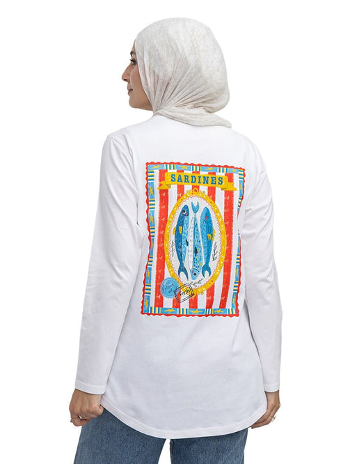 White-Design 5 Printed Long-Sleeve - Khotwh