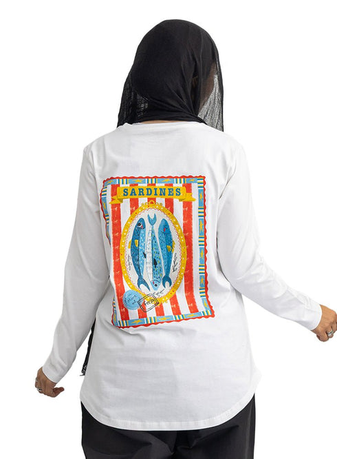 White-Design 5 Printed Long-Sleeve - Khotwh