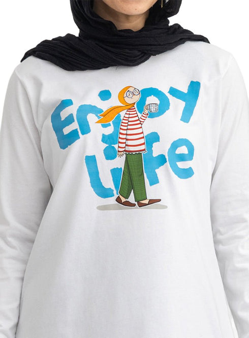 White-Design 6 Printed Long-Sleeve - Khotwh