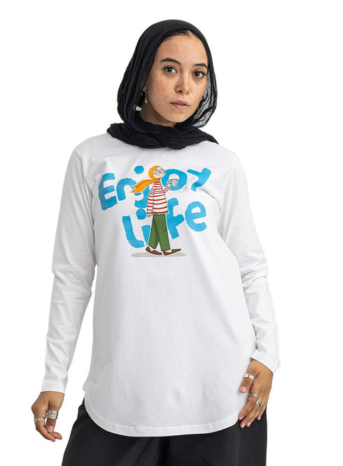 White-Design 6 Printed Long-Sleeve - Khotwh