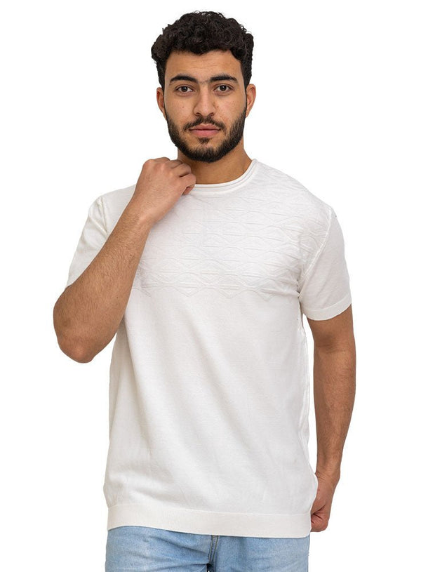 White Design 7520Knit Rount T-Shirt - Khotwh