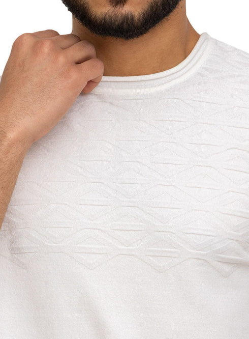 White Design 7520Knit Rount T-Shirt - Khotwh
