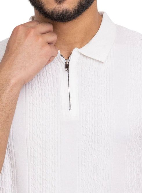 White Design 7531Knit Polo Neck - T-Shirt - Khotwh