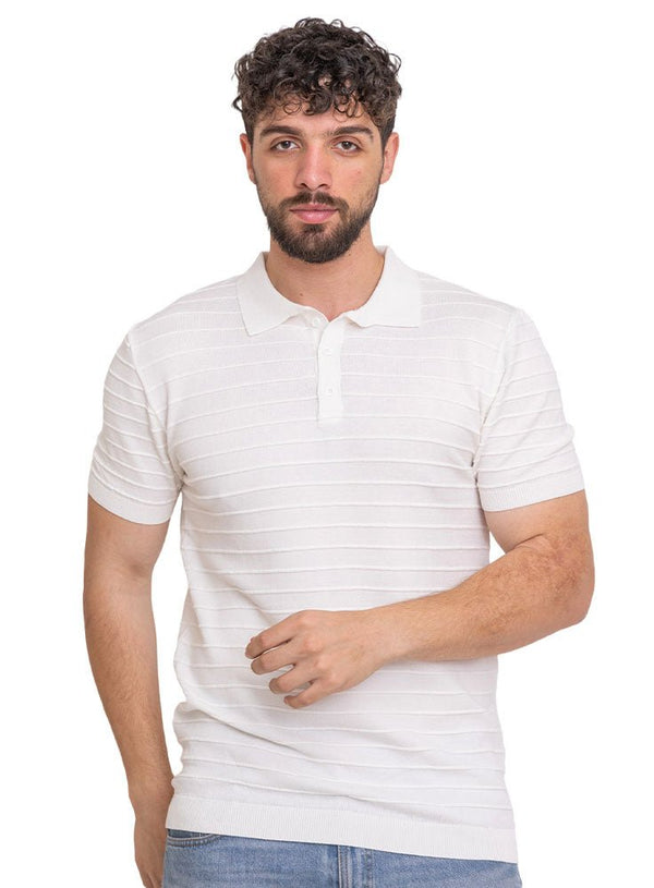 White Design 7569Knit Polo Neck - T-Shirt - Khotwh
