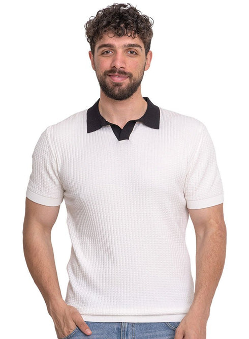 White Design 7571Knit Polo Neck - T-Shirt - Khotwh