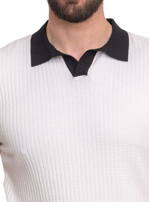 White Design 7571Knit Polo Neck - T-Shirt - Khotwh