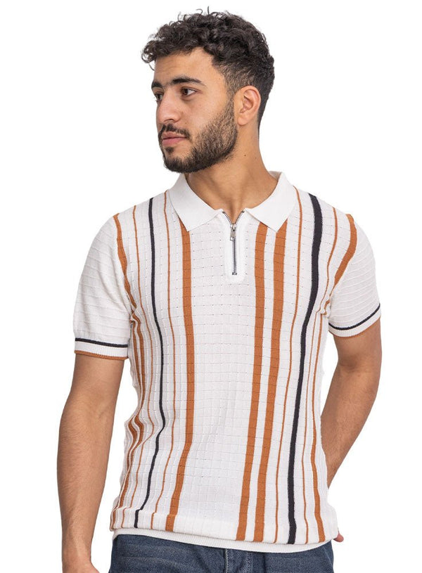 White Design 7573Knit Polo Neck - T-Shirt - Khotwh