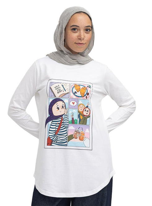 White-Design 8 Printed Long-Sleeve - Khotwh
