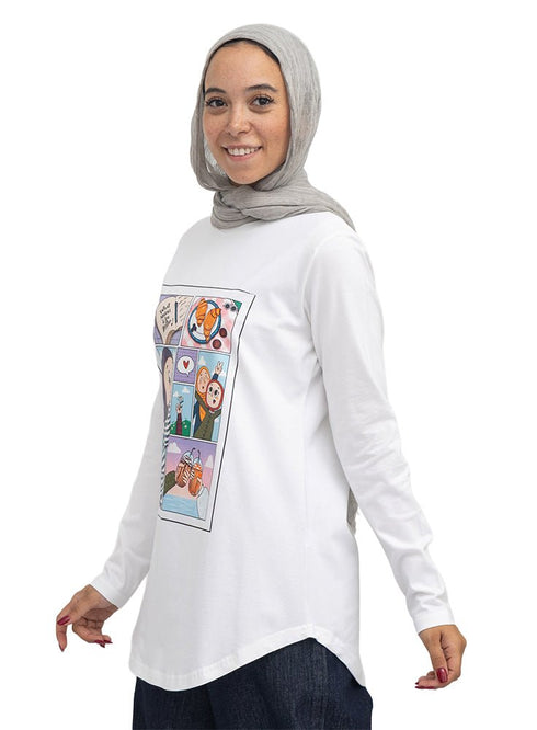 White-Design 8 Printed Long-Sleeve - Khotwh