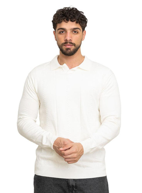 White F - P - Polo Neck Pullover - Khotwh