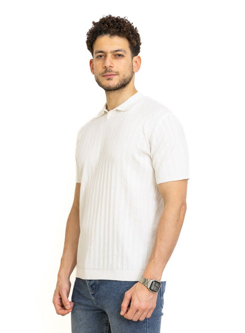White F - Polo Neck Pullover - Khotwh