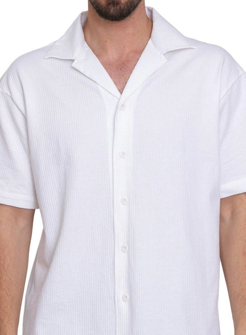 White Jacquard Tennis Collar Shirt - Khotwh
