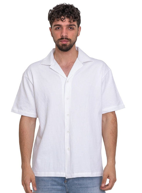 White Jacquard Tennis Collar Shirt - Khotwh