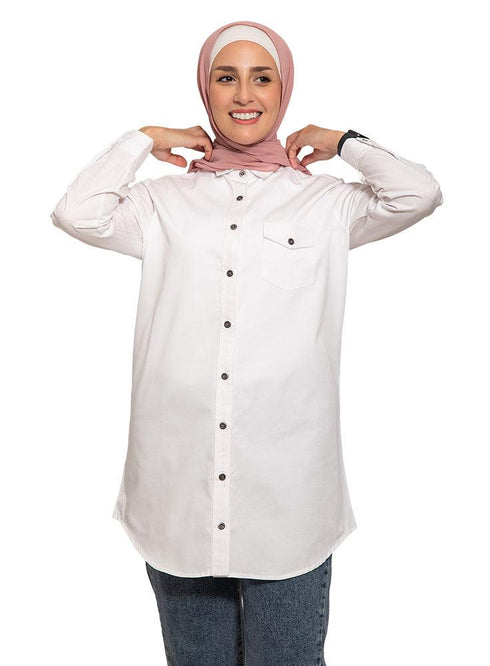White Long Jeans Shirt - Khotwh