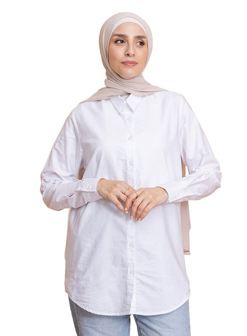 White Long Oxford Shirt - Khotwh