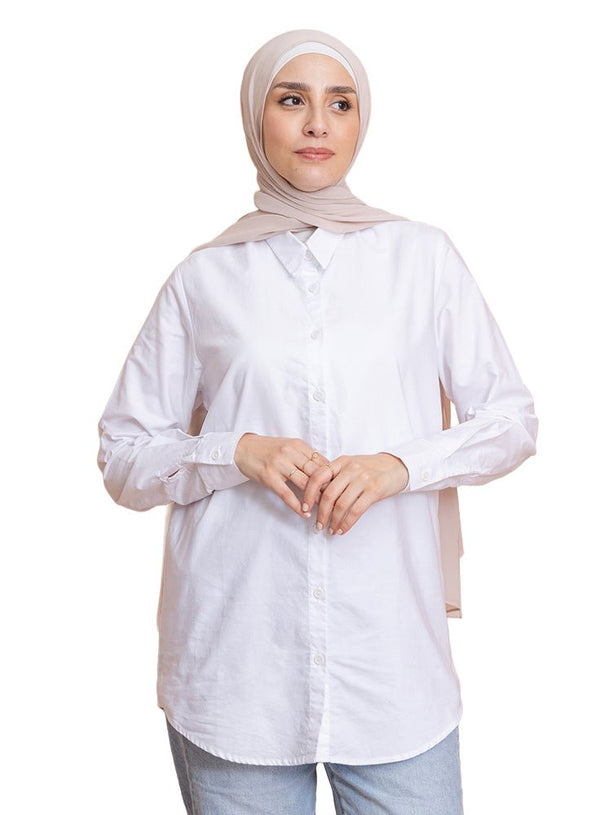 White Long Oxford Shirt - Khotwh