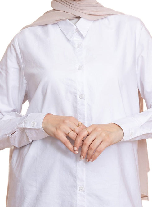 White Long Oxford Shirt - Khotwh