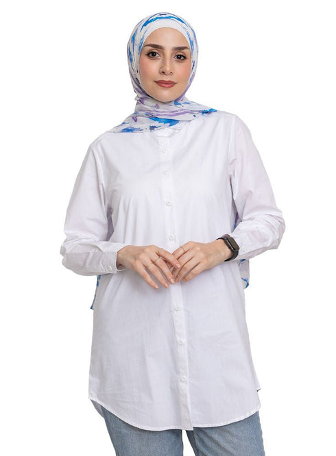 White Long Poplin Shirt - Khotwh