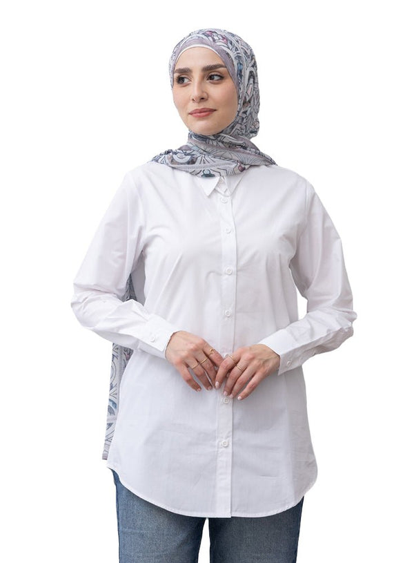 White Long Poplin Shirt - Khotwh