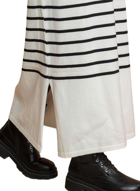 White Long - Striped Dress - Khotwh