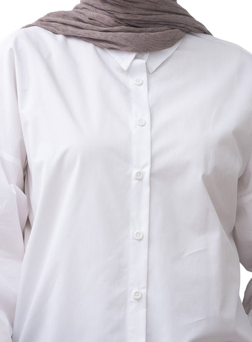 White Over Size Poplin Shirt - Khotwh