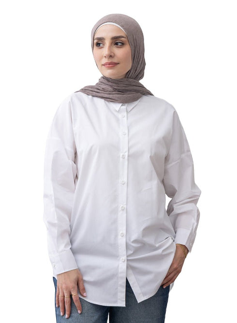 White Over Size Poplin Shirt - Khotwh