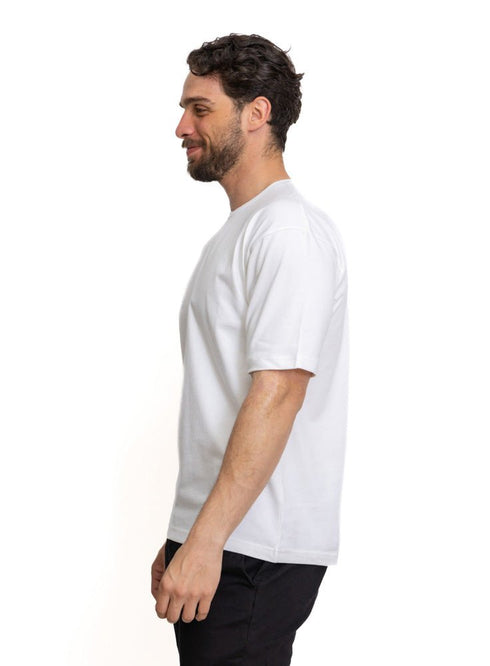 White Over Size Round T-Shirt - Khotwh