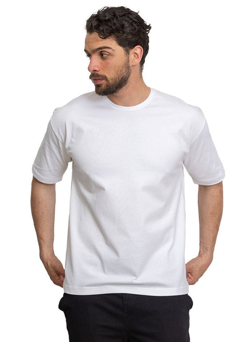 White Over Size Round T-Shirt - Khotwh