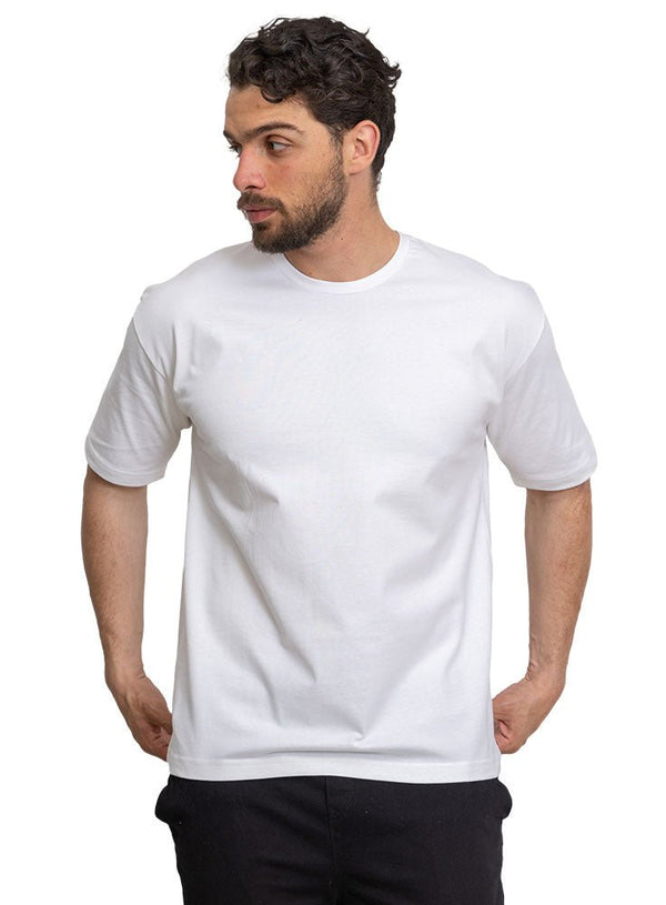 White Over Size Round T-Shirt - Khotwh