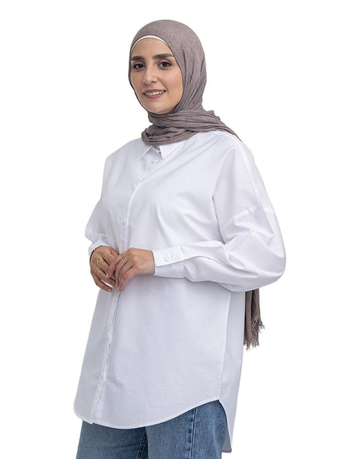 White Oxford Over Size Shirt - Khotwh