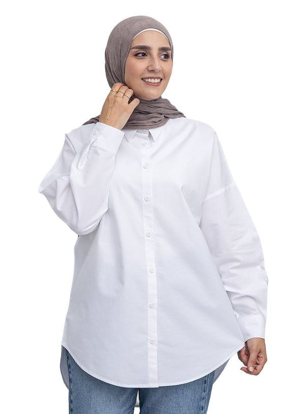 White Oxford Over Size Shirt - Khotwh