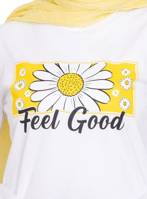 White Printed Long - Sleeve Design 13 - Khotwh